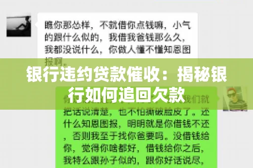 银行违约贷款催收：揭秘银行如何追回欠款