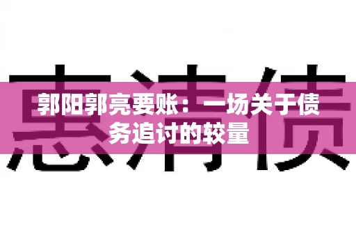 郭阳郭亮要账：一场关于债务追讨的较量