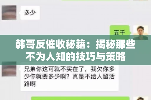 韩哥反催收秘籍：揭秘那些不为人知的技巧与策略